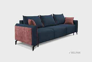 "Соренто" диван 3-х местный; раскл.; "Тик-так" (1530х2070); металл черный; Symphony 16+Symphony 07 (гр.2/МТХ)