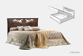 Кровать "Алези" с подьемным механизмом (низкое изножье); с основанием, без матраса; (1400x2000); табак