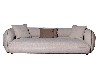 ZW-25003 Диван Амели (Amelia) трехместный букле светлый 253*100*67см с бежевым кантом