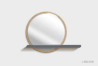 Зеркало настенное с полкой "Уоллстрит" (круглое); к-бейц-масло, п-антрацит