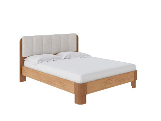 Кровать Wood Home Lite 2 (ЛДСП/Массив/Ткань ЛДСП Бунратти/Антик (сосна)/Лофти Лен) 200x220