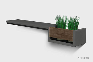 Полка с нишей "Уоллстрит" (правая); к-антрацит, вст-графит