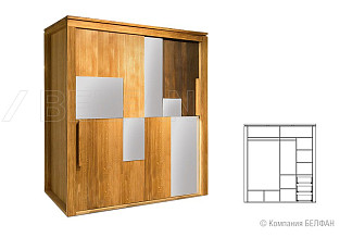 Шкаф-купе "Bergen Design" (с зеркалом); тёмный дуб, бейц-масло