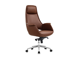 Офисное кресло Бенхем Экокожа Коричневый/Хром