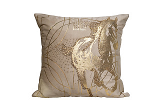 70SW-38059 Подушка с бисером, стеклярусом и вышивкой "Голден Спирит" беж 45*45