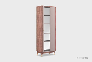 Витрина 1-но дверная "Меридиан" (правая); к-шоколадный дуб, ф-нирвана