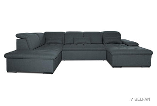 "Престон" диван П-образный; раскл.; 4AL9120M8MR; "Дельфин" (2580х1360); Rialto 17 Graphite (35708); (гр.1 БК)