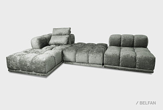 "Киото" диван с оттоманкой; нераскл.; 10+90+18+16; Nicoya Darkgrey (гр.2/Турция))