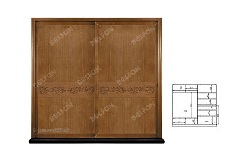 Шкаф-купе для одежды 2-х дв. "Соната" без зеркала (декор); коньяк с тёмной патиной+горький шоколад