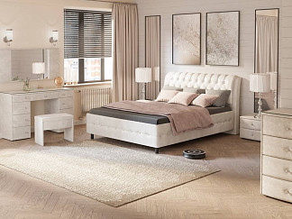 Кровать Como (Veda) 4 с ПМ + Матрас Orto Comfort Middle (Ткань: Велюр Лофти Лён) 200x190