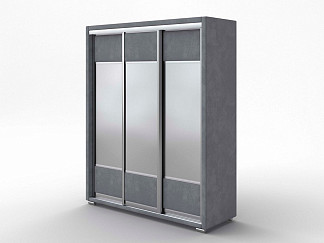 Шкаф Орматек Шкаф-купе 3х дв Orma Soft 2 (3 зеркала) (Ткань: Микровелюр Laska 06 Серый мох) 177x60