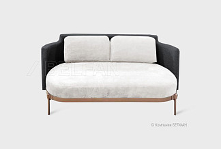 "Ливио" диван 2-х местный; нераскл.; латунь; Lanvin 000+Nashville 21 (СМ+МТХ)