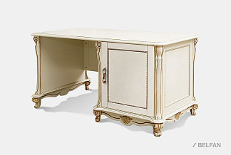 Стол письменный "Алези 1" (1 тумба справа); слоновая кость с золочением