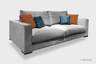 "Мэттью" диван 3-х местный; раскл.; 3М; "Тик-так" (1960x1680); деревянные черные; Paradise 10+ Tiffany-33-Rust + Tiffany-12-Azur(гр.3/АВ+МТХ)