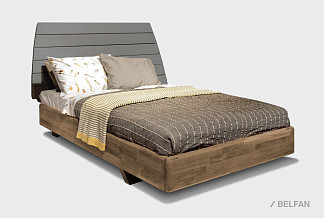 Кровать "Уоллстрит" (комбинированная); без основания, без матраса; (900x2000); к-графит, изг-антрацит