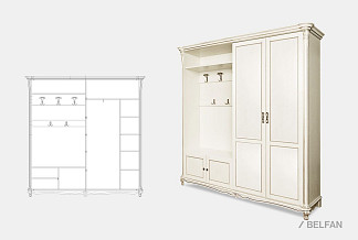 Шкаф комбинированный "Алези 2"; левый; слоновая кость с золочением