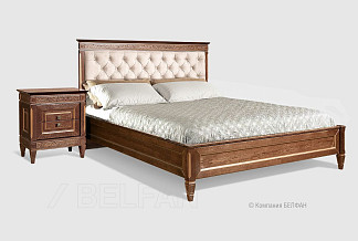 Кровать "Сиена" (мягкое изголовье); без основания, без матраса; (1600x2000); табак; Tiffany 01 Cream