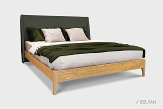 Кровать "Сакраменто М" (мягкое изголовье); без основания, без матраса; (1400x2000); к-бейц-масло; Nashville 10