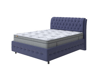 Кровать Como (Veda) 4 Grand с ПМ + Матрас Optima Comfort M (Ткань: Рогожка Firmino Полуночный синий) 200x220