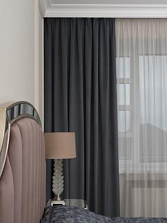 121GD-00032 Портьера Silkу 46 серая димаут 275*260