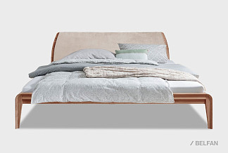 Кровать "Монблан"; без основания, без матраса; (1800x2000); американский орех; Enjoy 1 Beige