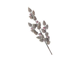 Ветка декоративная заснеженная с шишками и ягодами