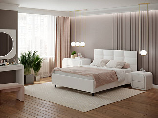 Кровать Como (Veda) 8 с ПМ + Матрас Dream Zone (Экокожа Белый) 180x200