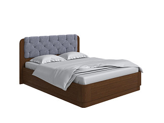 Кровать Орматек Wood Home 1 с подъемным механизмом (Ткань/Массив (сосна) Мокко (сосна) с брашированием/Бентлей Серый космос) 200x220