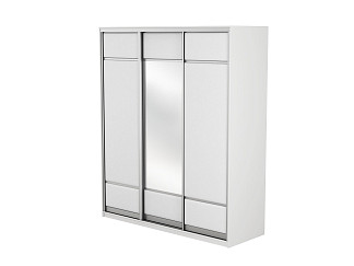 Шкаф Шкаф-купе 3х дв Como/Veda (1 зеркало) (ЛДСП Белая+экокожа Белый/Белый) 177x62