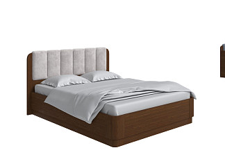 Кровать Орматек Wood Home 2 с подъемным механизмом (Ткань/Массив (сосна) Мокко (сосна) с брашированием/Лофти Серый) 200x220