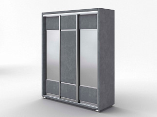 Шкаф Орматек Шкаф-купе 3х дв Orma Soft 2 (2 зеркала) (Ткань: Микровелюр Laska 06 Серый мох) 177x60