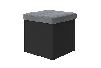 Пуфик Пуф Como/Veda (ЛДСП Черная+ткань Черный/Sohu Сталь) 42x42