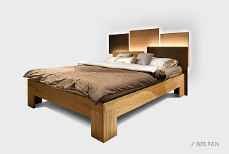 Кровать "Берген" 180 (с подсветкой); без основания, без матраса; (1800x2000); бейц-масло, графит