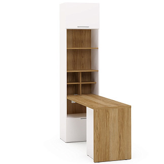 Стол письменный Сохо белая левый со стеллажом Сохо белая