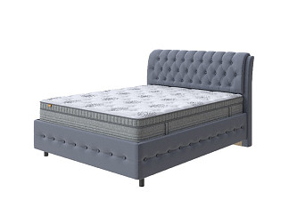 Кровать Como (Veda) 4 Grand с ПМ + Матрас Optima Comfort M (Экокожа Темно-синий) 140x220
