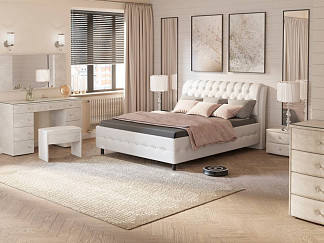 Кровать Como (Veda) 4 с ПМ + Матрас Orto Comfort Middle (Экокожа Белый) 200x190