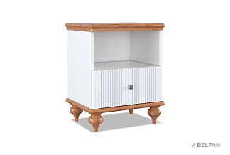 Тумба прикроватная "Рандеву" 01; белый лак+антик 24