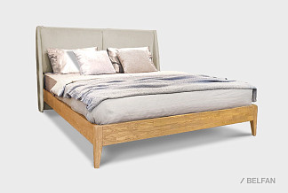 Кровать "Сакраменто М" (мягкое изголовье); без основания, без матраса; (1600x2000); к-бейц-масло; Nashville 02