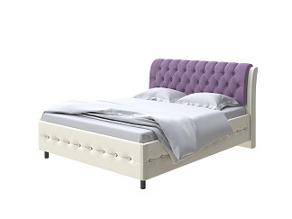 Кровать Como (Veda) 4 с ПМ + Матрас Orto Comfort Middle (Экокожа Кремовый/Слива) 200x200