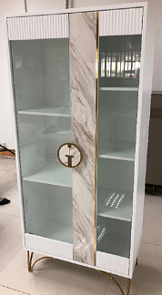 GD-VI20207 Витрина Plisse белая/золото 80*40*180,5см