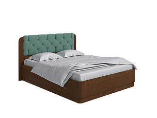Кровать Орматек Wood Home 1 с подъемным механизмом (Ткань/Массив (сосна) Мокко (сосна) с брашированием/Diva Мята (324)) 200x220