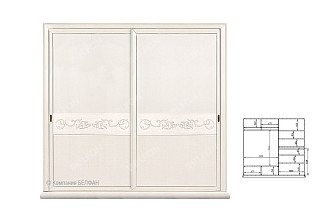 Шкаф-купе для одежды 2-х дв. "Соната" без зеркала (декор); белая эмаль с темной патиной