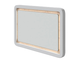 Зеркало Орматек Megapolis (ЛДСП Бунратти+ткань Бунратти/Teddy Снежный) 95x65