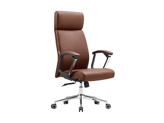 Офисное кресло Хизер Экокожа Коричневый/Хром