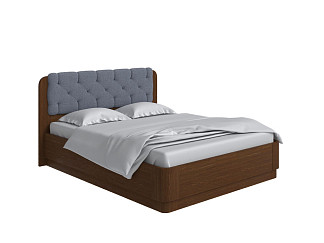Кровать Орматек Wood Home 1 с подъемным механизмом (Ткань/Массив (сосна) Мокко (сосна) с брашированием/Firmino Серый асфальт) 200x220