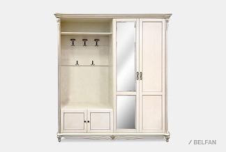 Шкаф комбинированный "Алези 2з"; левый; слоновая кость с серебром