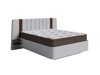 Кровать FlyEdge с подъёмным механизмом (Ткань: Велюр Manhattan Платина) 200x200