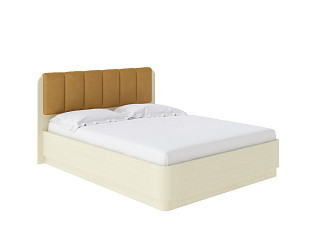Кровать Wood Home 2 с подъёмным механизмом (Массив/Микрофибра Слоновая кость (сосна) с брашированием/Diva Шафран) 200x220