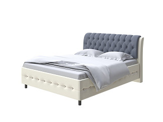 Кровать Como (Veda) 4 с ПМ + Матрас Orto Comfort Middle (Экокожа Кремовый/Темно-синий) 200x190