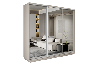 Шкаф-купе Премиум 3х дв 210х240х45 Кашемир Зеркало/Зеркало/Зеркало